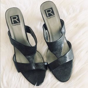 Rampage Black Snake Skin Leather Heels